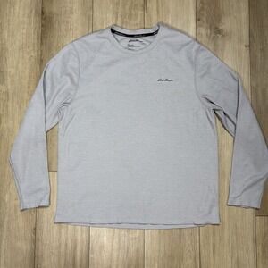 Eddie Bauer‎ Thermal Pullover Size Extra Large Solid Gray Long Sleeve Mens